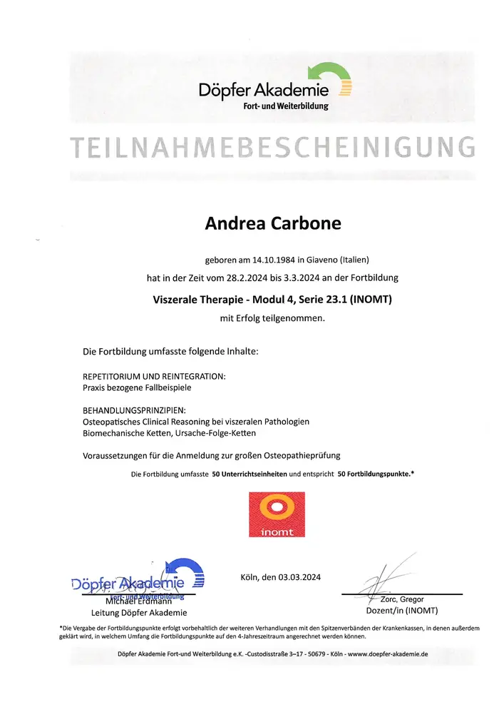 Viszerale Therapie – Modul 4 (INOMT)
