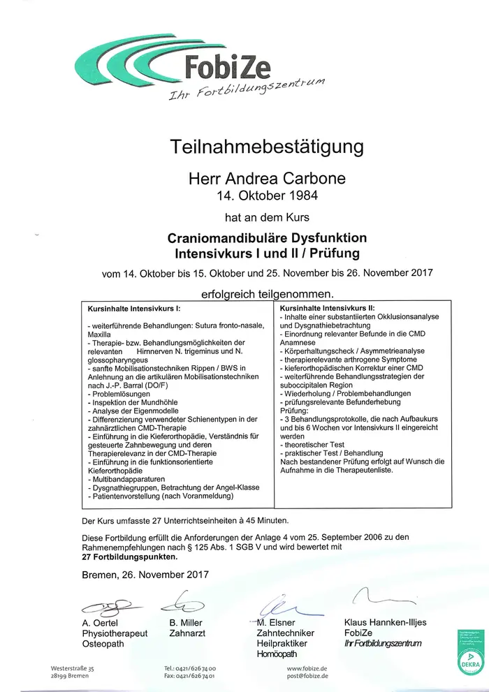CMD Intensivkurs I und II / Prüfung